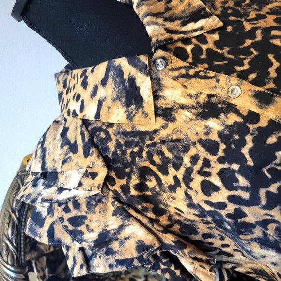 Vintage Early 90's Leopard Print Ruffle Top - Picture 6 of 7
